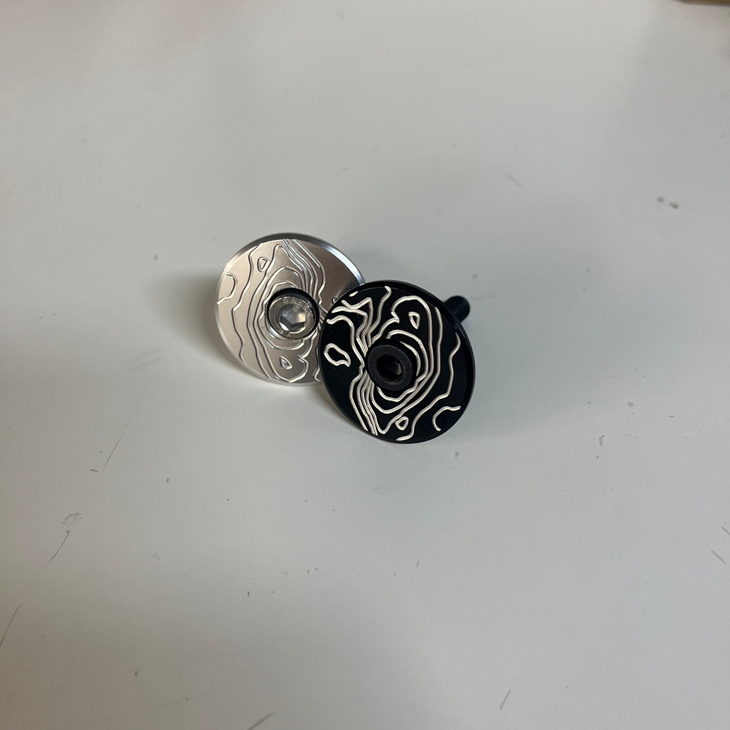 CNC Engraved Aluminum Top Cap - Topography